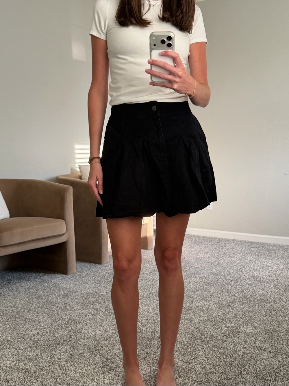 Old Navy Black Pleated Mini Skort
